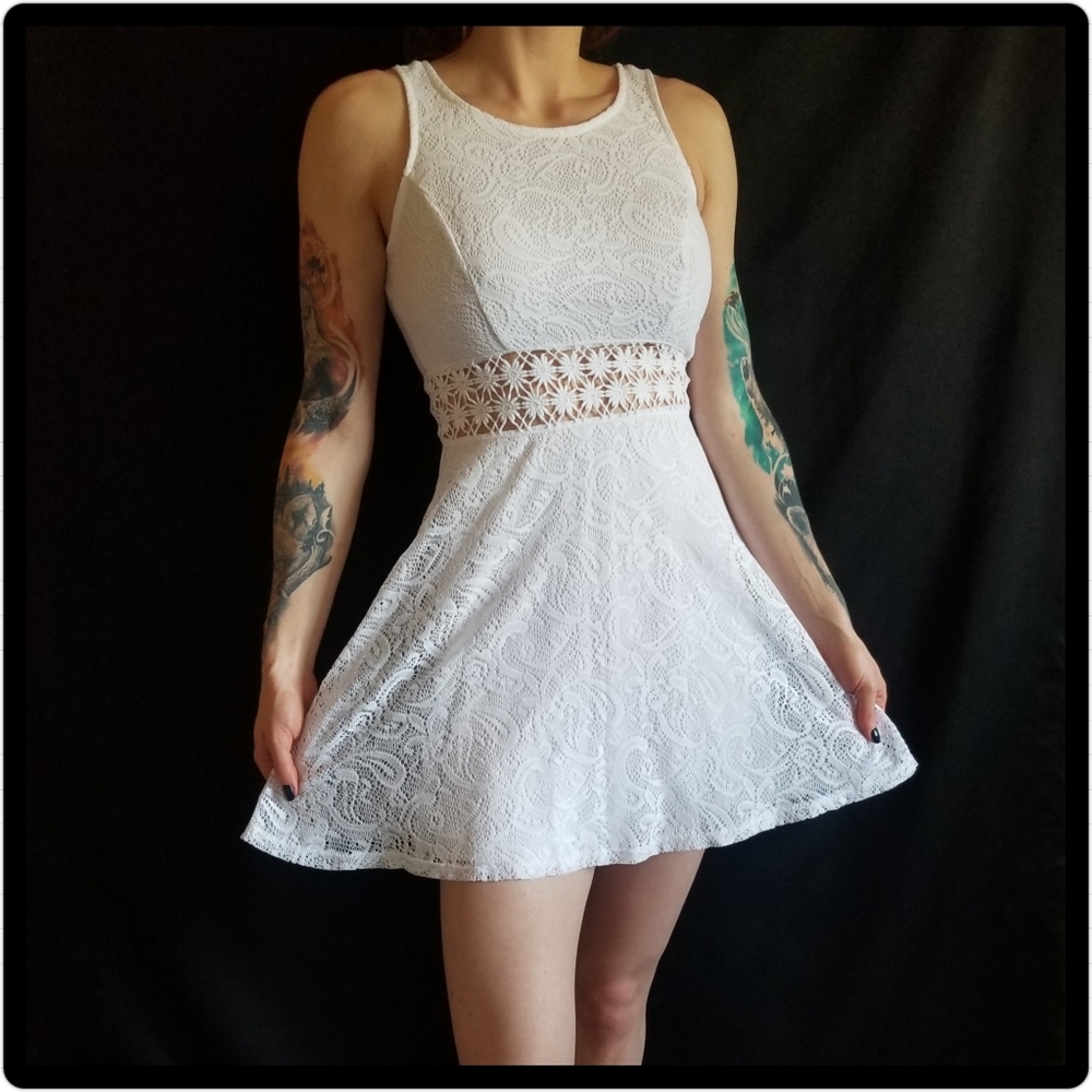 White lace a-line summer dress festival wear